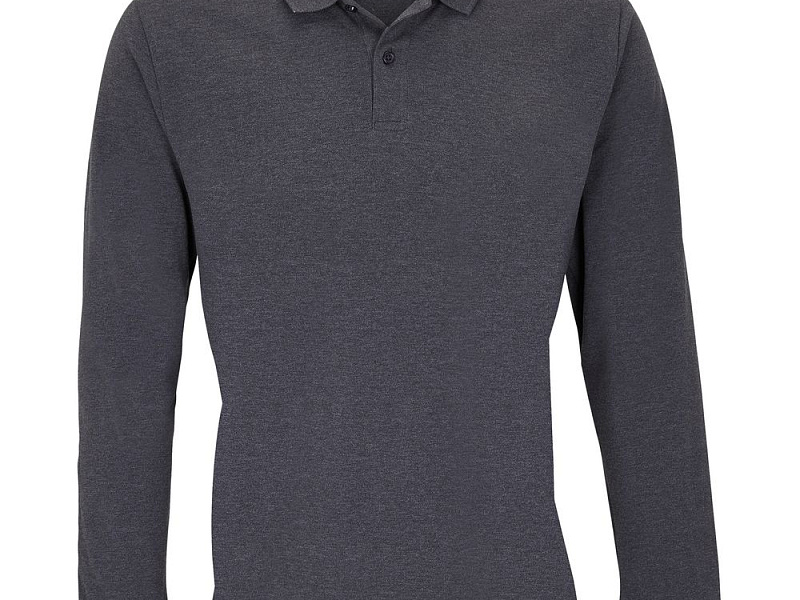 Рубашка поло унисекс с длинным рукавом Planet LSL, черный меланж