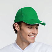 Бейсболка Classic, ярко-зеленая с белым кантом