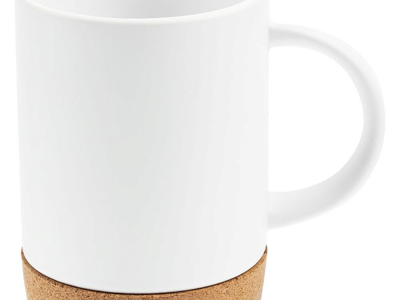 Кружка с пробковой подставкой Corky для сублимационной печати, матовая, белая