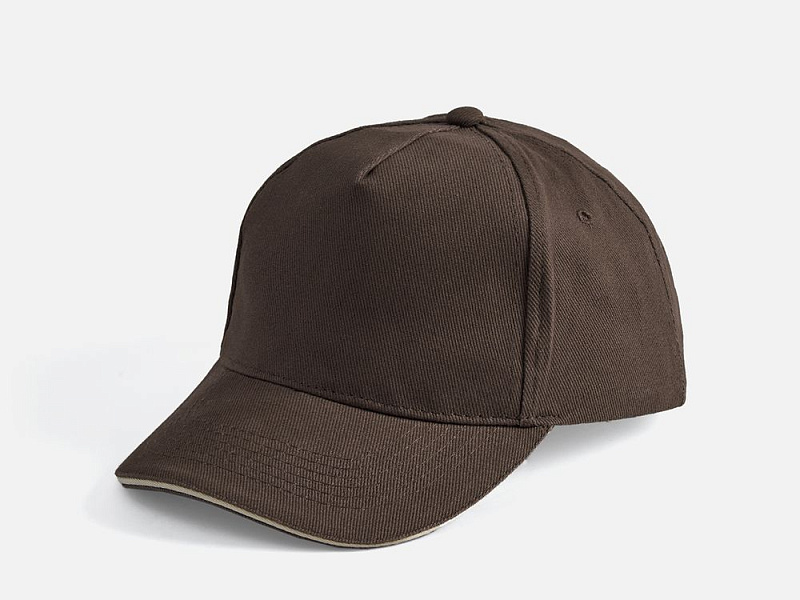 Бейсболка Long Beach, коричневая с бежевым