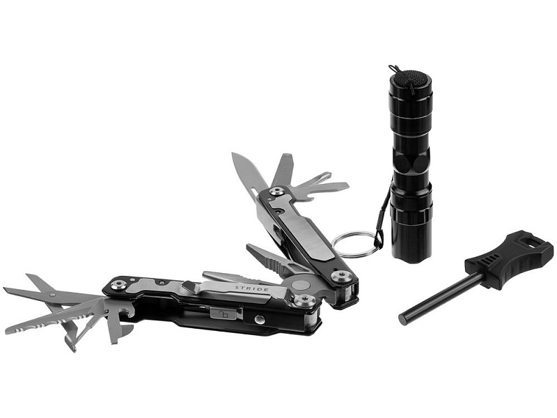 Набор Forster: мультиинструмент, фонарик, огниво, черный