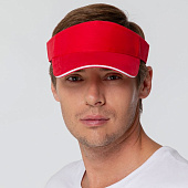 Козырек Active, красный с белым кантом