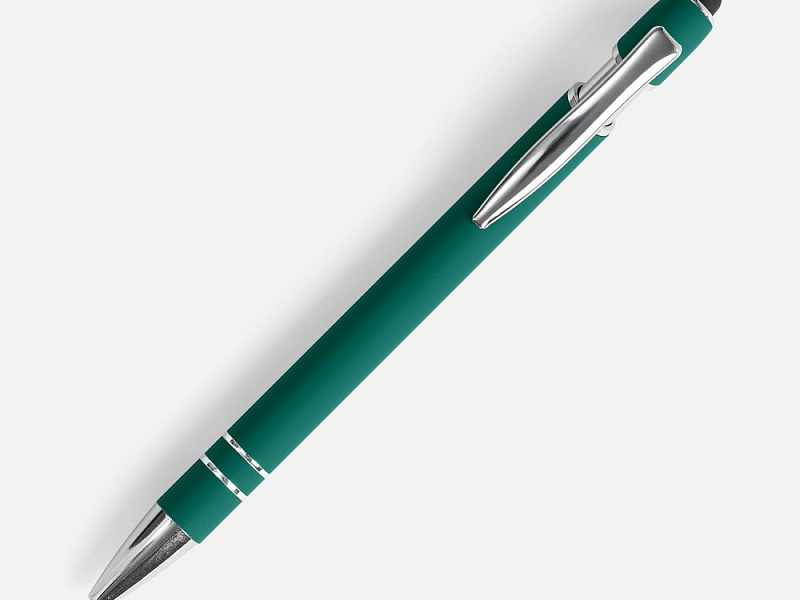 Ручка шариковая Pointer Soft Touch со стилусом, зеленая