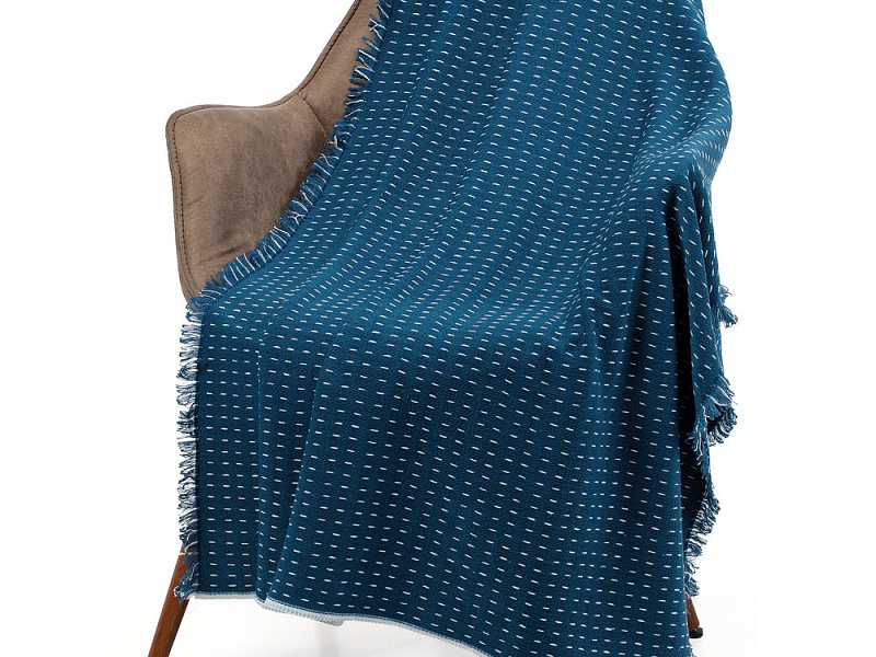 Плед Fringy, синий с голубым