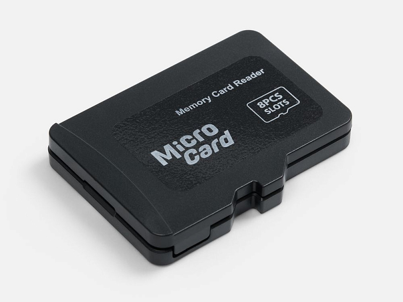 Органайзер для карт памяти и SIM с кардридером Multitask, черный