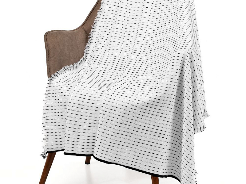 Плед Fringy, белый с черным