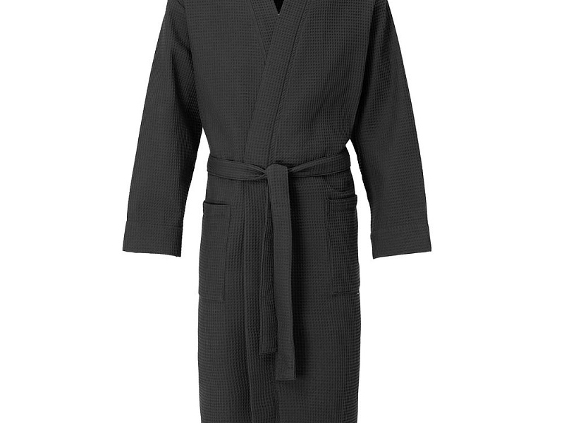 Халат вафельный Kimono, черный