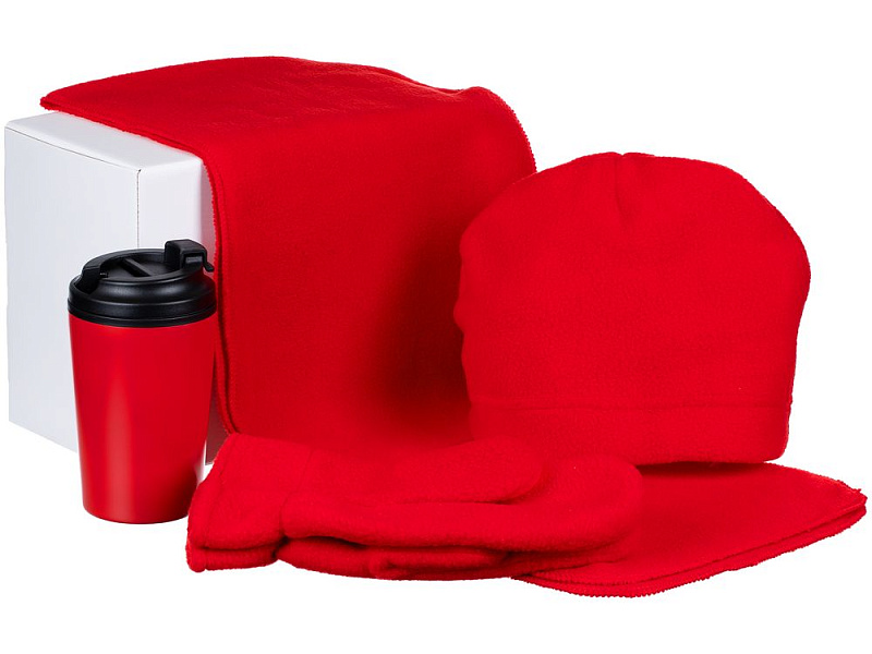 Набор Fleecy с термостаканом, красный