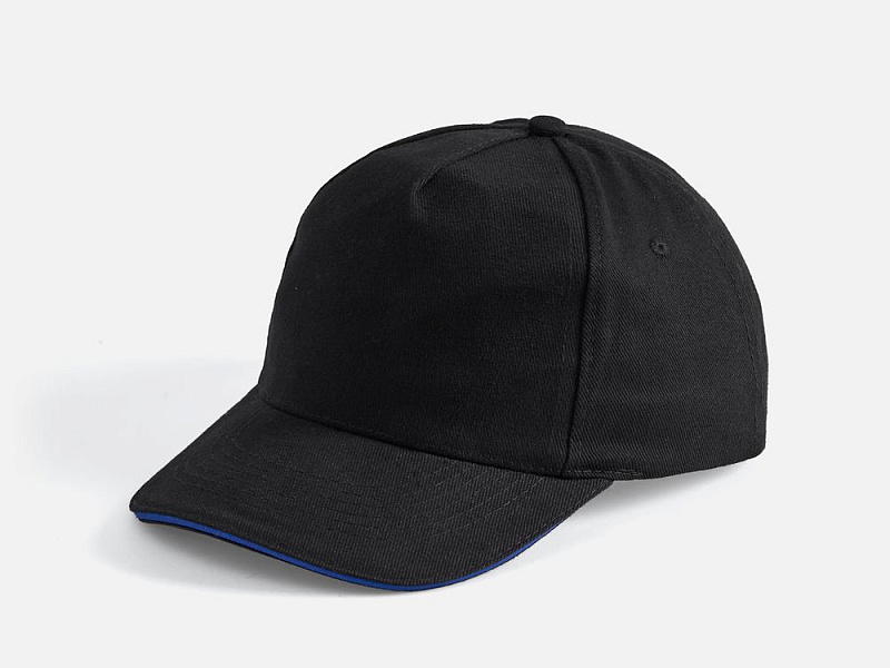 Бейсболка Long Beach, черная с ярко-синим