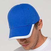 Бейсболка Honor, ярко-синяя с белым кантом