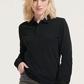 Рубашка поло унисекс с длинным рукавом Planet LSL, черная