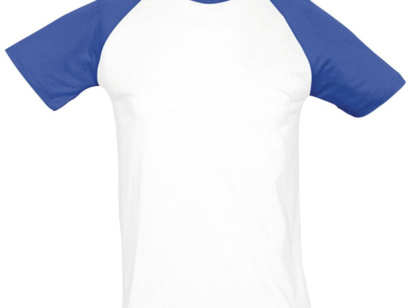 Футболка мужская двухцветная Funky 150, белая с ярко-синим