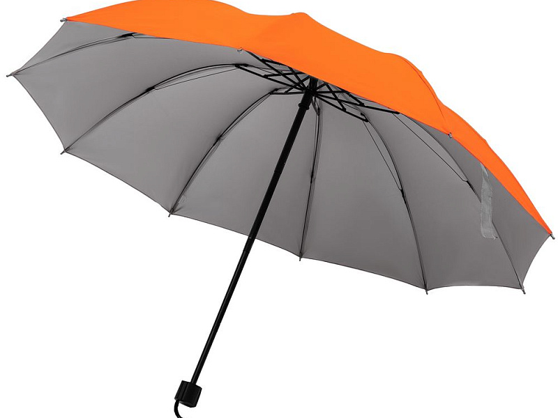 Зонт наоборот складной Stardome, оранжевый с серебристым