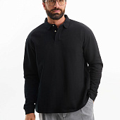 Рубашка поло оверсайз с длинным рукавом Heritage, черная