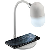 Лампа с колонкой и беспроводной зарядкой lampaTon, белая