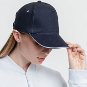 Бейсболка Classic, темно-синяя с белым кантом