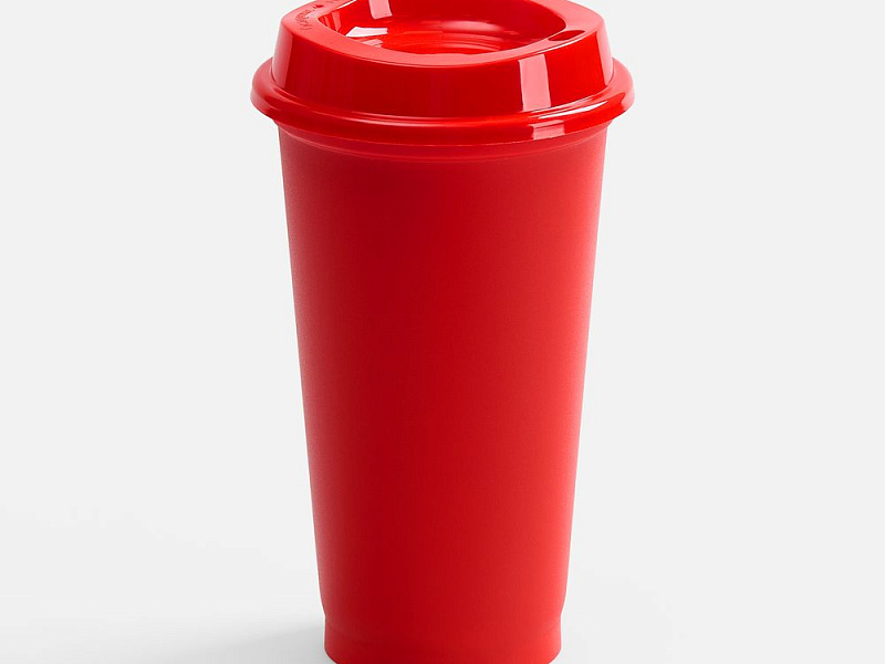 Стакан с крышкой Color Cap, ver.2, красный
