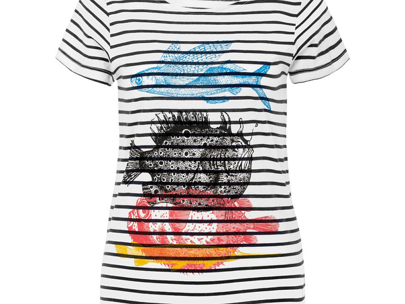 Футболка женская «Морские обитатели», белая с темно-синим