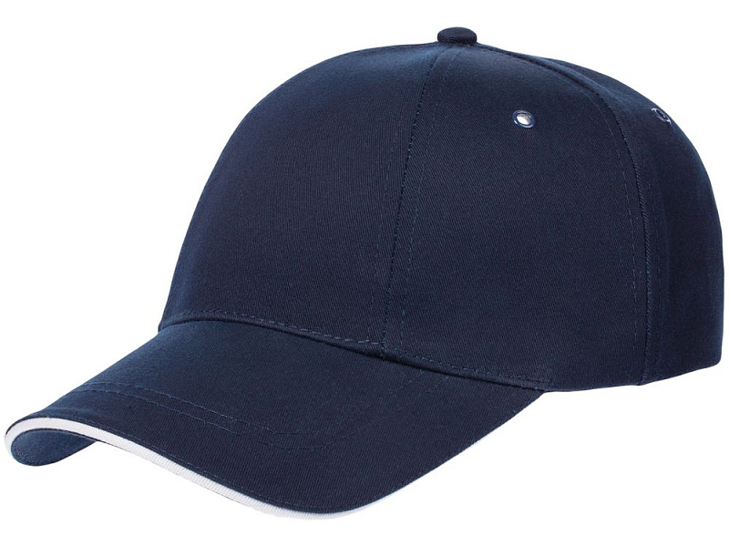 Бейсболка Canopy, темно-синяя с белым кантом