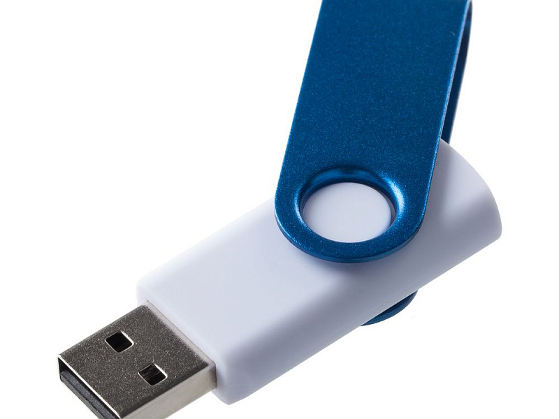 Флешка Twist Color, белая с синим, 16 Гб