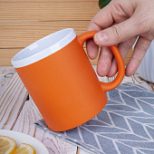Кружка StopSpot с покрытием софт-тач, оранжевая