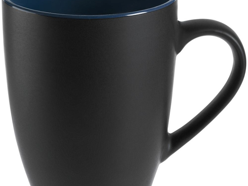 Кружка Bright Tulip, матовая, черная с синим