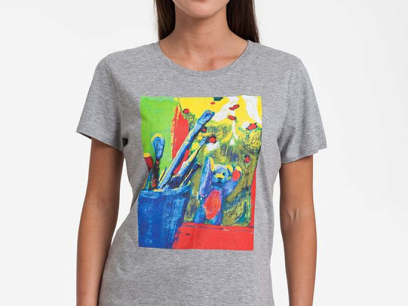 Футболка женская Artist Bear, серый меланж