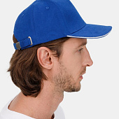 Бейсболка Long Beach, ярко-синяя с белым