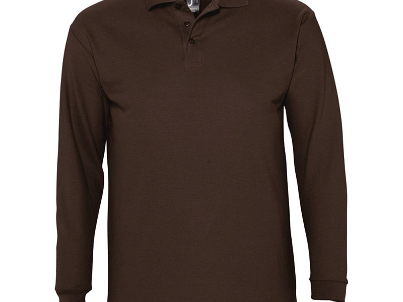 Рубашка поло мужская с длинным рукавом Winter II 210 шоколадно-коричневая