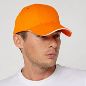 Бейсболка Canopy, оранжевая с белым кантом