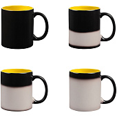 Кружка-хамелеон On Display, матовая, черная с желтым