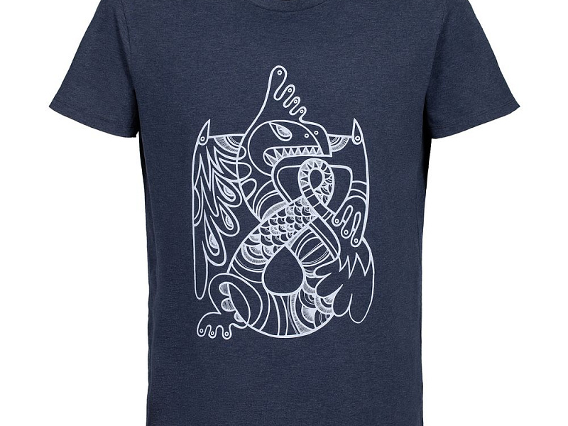 Футболка мужская «Кетцалькоатль», синий меланж