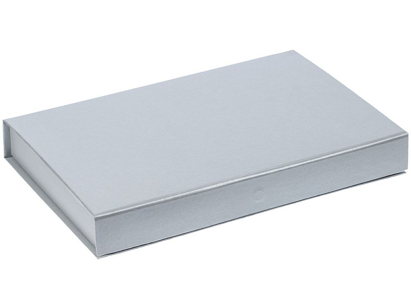 Коробка Silk с ложементом под ежедневник 10x16 см, аккумулятор и ручку, серебристая