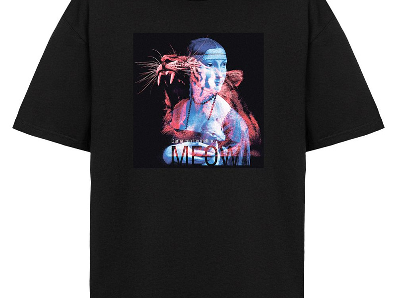 Футболка оверсайз «Дама с горностаем», черная