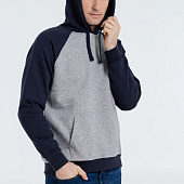 Толстовка унисекс Seattle, серый меланж с темно-синим