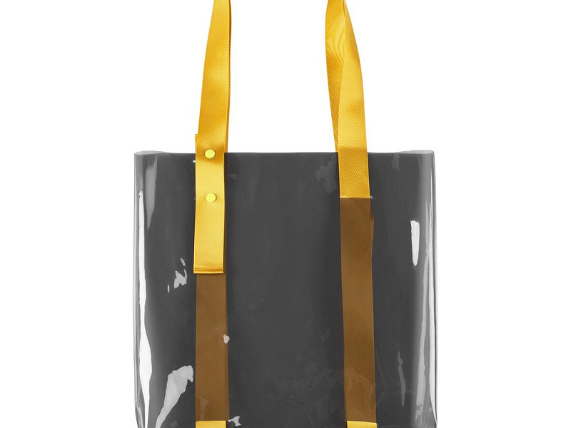Шопер Clear Fest, прозрачный серый с желтыми ручками