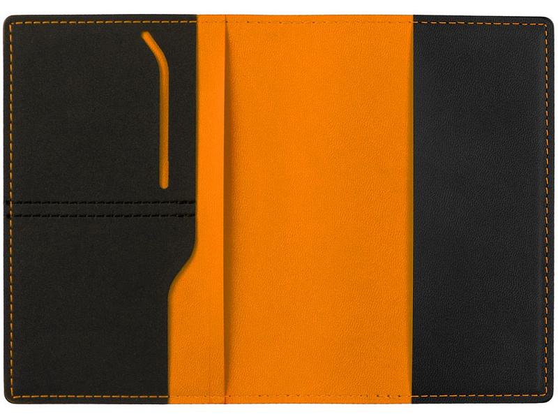 Обложка для паспорта Multimo, черная с оранжевым