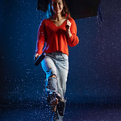 Зонт складной Color Action, в кейсе, черный