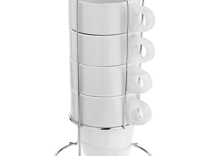 Набор из 4 кружек Inset с подставкой, белый