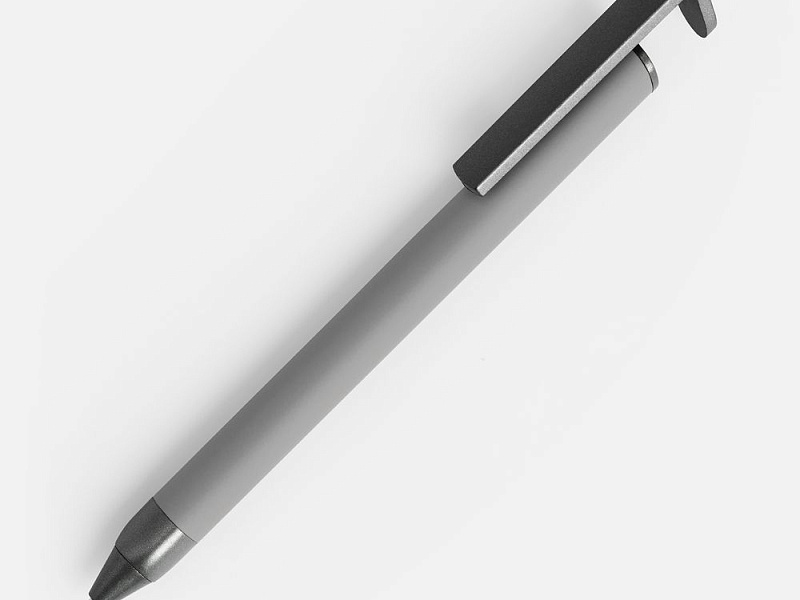 Ручка шариковая Standic с подставкой для телефона, серая