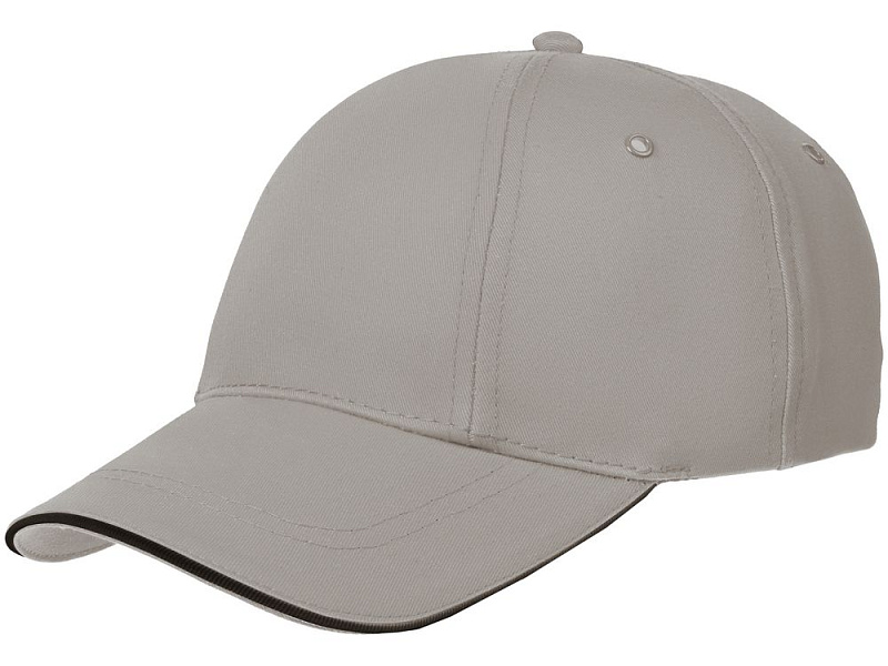 Бейсболка Canopy, серая с черным кантом