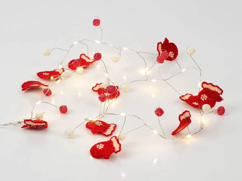 Гирлянда Merry Mittens, красная
