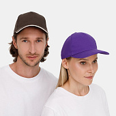 Бейсболка Long Beach, коричневая с бежевым