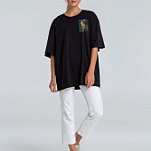 Футболка оверсайз «Мужчина с жемчужной сережкой», черная