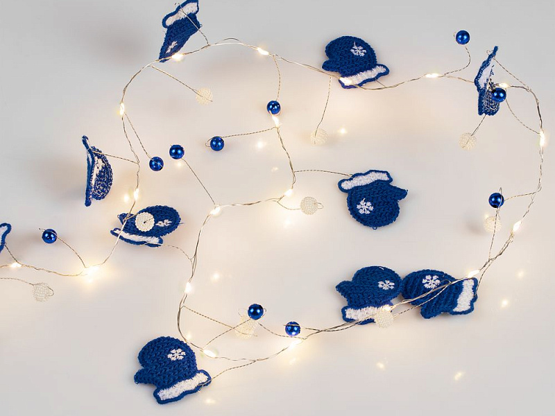 Гирлянда Merry Mittens, синяя