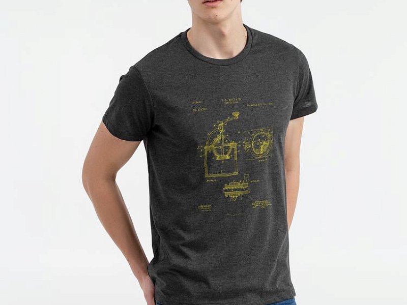 Футболка приталенная Old Patents. Coffee Mill, черный меланж