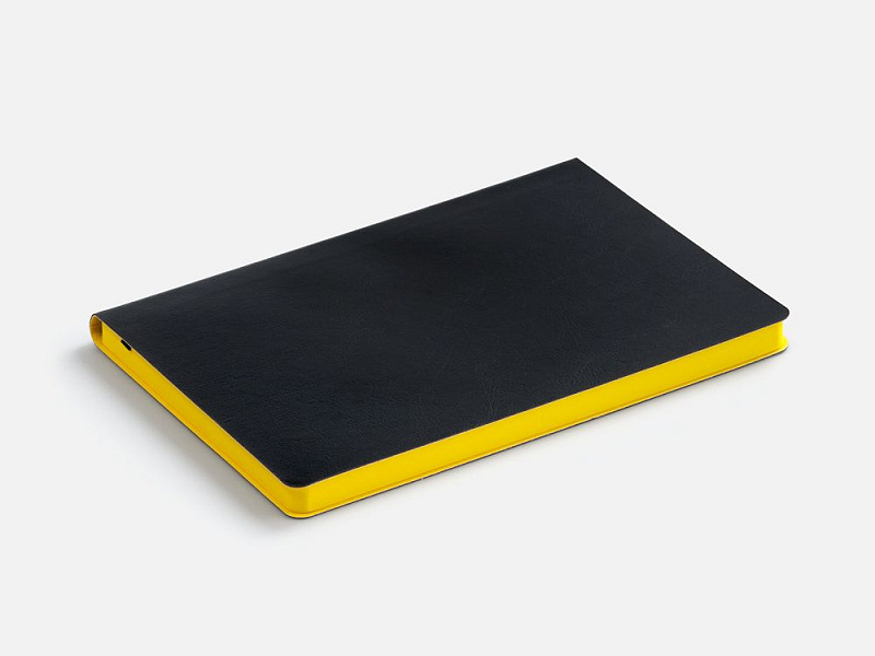 Ежедневник Doppio, недатированный, черный с желтым