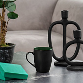 Кружка Bright Tulip, матовая, черная с зеленым