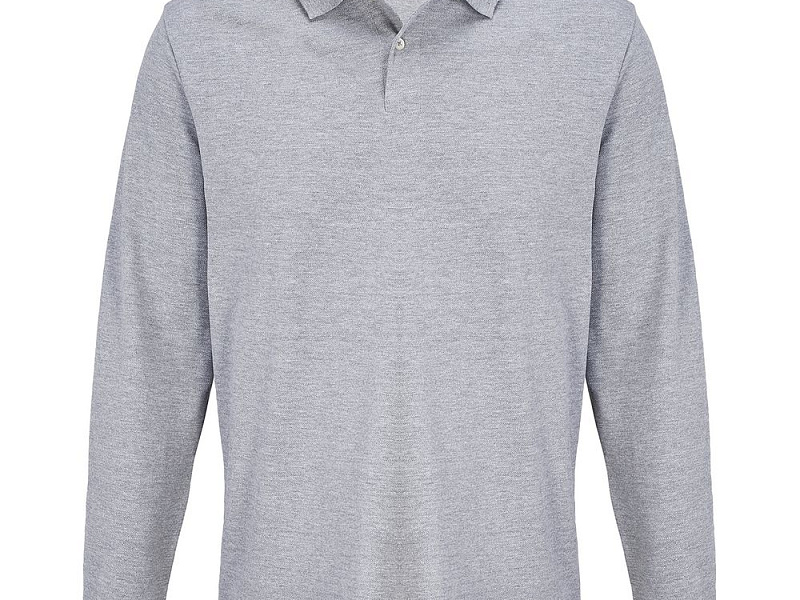 Рубашка поло унисекс с длинным рукавом Pacific LSL, серый меланж