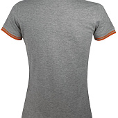 Рубашка поло женская Pasadena Women 200 с контрастной отделкой, серый меланж с оранжевым